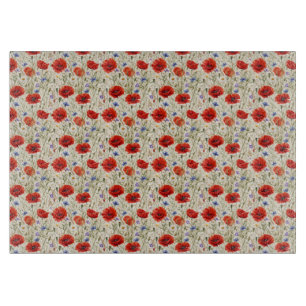 Painterly Poppy Meadow Artwork Cutting Board