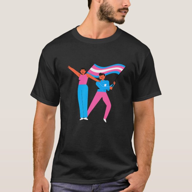 Painterly Pride Transgender Wave Flag Trans Pride  T-Shirt (Front)