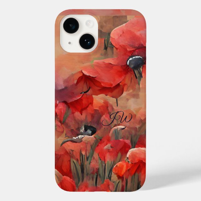 Painterly red poppies and custom text Case-Mate iPhone case (Back)