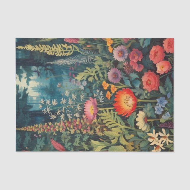 Painterly Semi-Abstract Wildflowers in a Forest Tissue Paper (Front)