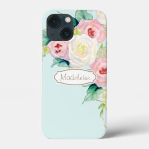 Painterly Simple Modern Watercolor Floral Roses iPhone 13 Mini Case