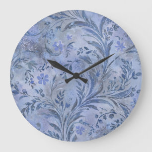 Painterly Smokey Blue Dreamy Hues Large Clock