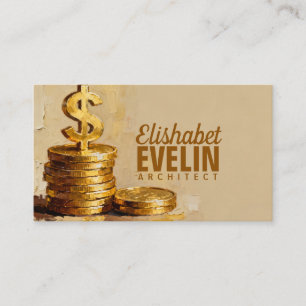 Painterly Stack of Gold Coins G40 Business Card