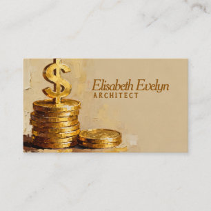Painterly Stack of Gold Coins g970 Business Card