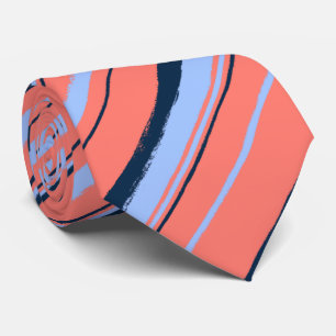 Painterly Striped Coral Two-Sided Wedding Tie
