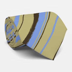 Painterly Striped Khaki, Brown & Peri Two-Sided Tie