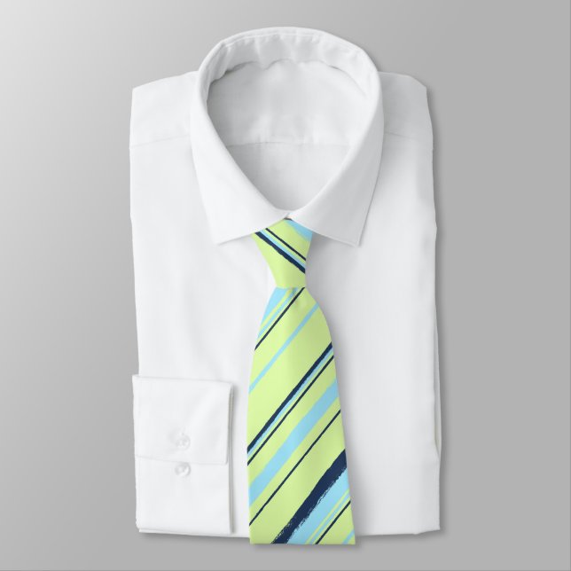 Painterly Striped Lime Two-Sided Wedding Tie (Tied)