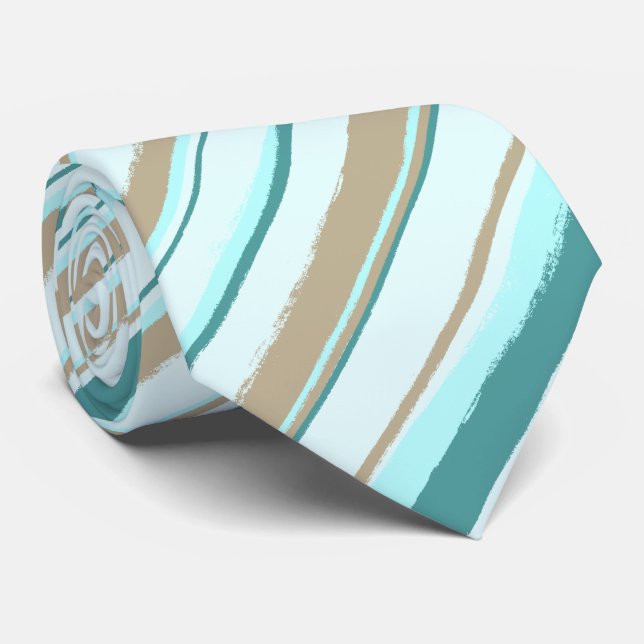 Painterly Striped Mint Two-Sided Wedding Tie (Rolled)