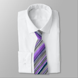 Painterly Striped Purple & Grey Two-Sided Wedding Tie
