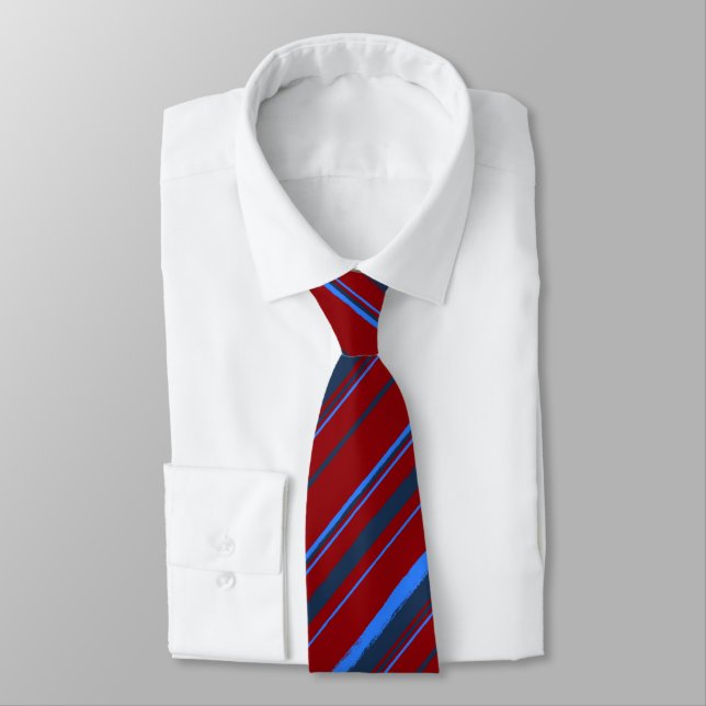 Painterly Striped Red Single Sided Tie (Tied)