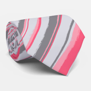 Painterly Striped Salmon Two-Sided Wedding Tie