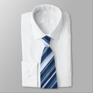 Painterly Striped Tonal Blues Two-Sided Tie