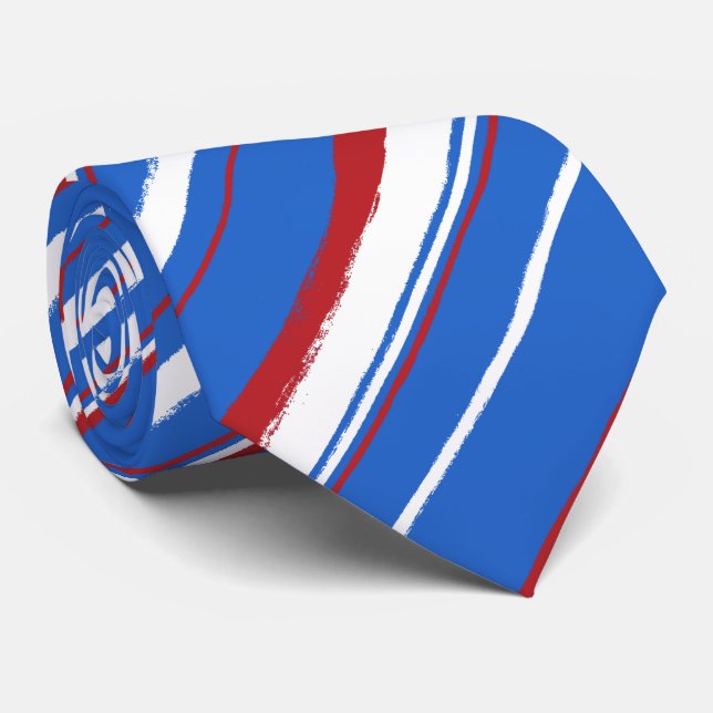 Painterly Striped Two-sided Printed Tie (Rolled)