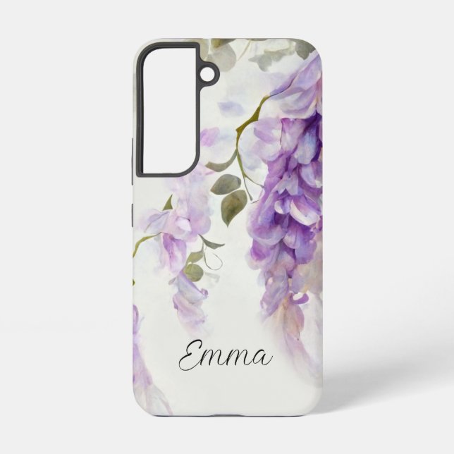 Painterly Style Purple Wisteria Samsung Galaxy S22 Case (Back)