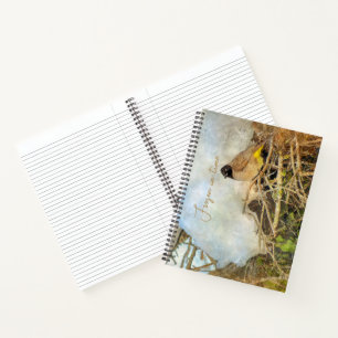 Painterly Style Winter Bird With Customisable Text Notebook