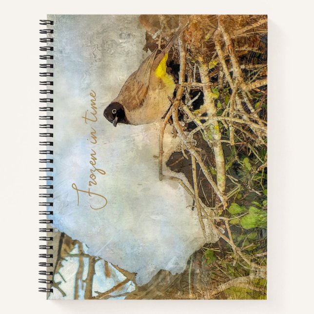 Painterly Style Winter Bird With Customizable Text Notebook (Front)