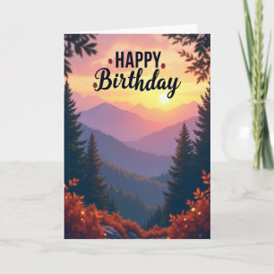 Painterly Sunset Birthday Card