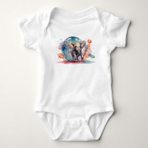 Painterly The Elephant Painting Creative Elephant Baby Bodysuit