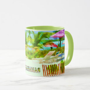 Painterly Tropical Bahama Islands Beach Scene Mug