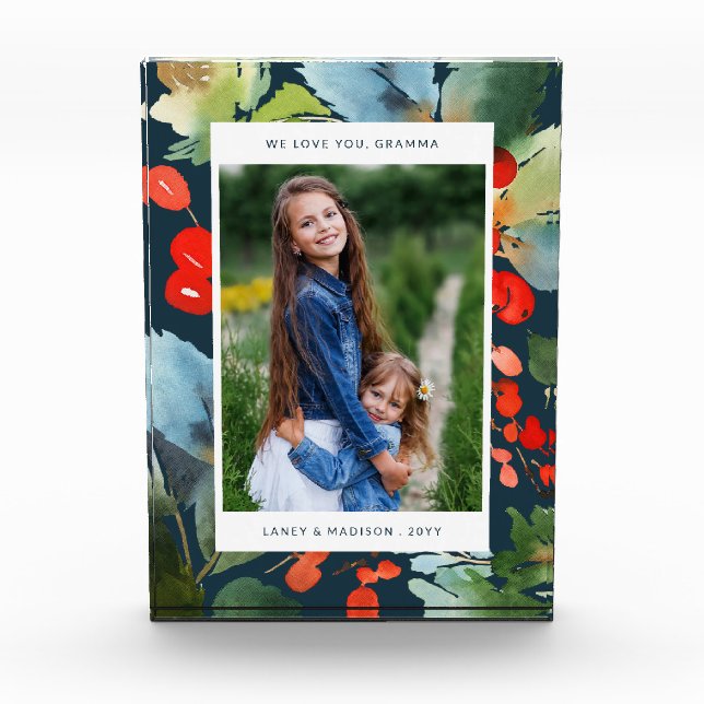 Painterly | Vertical Navy | Holiday Photo Block (Front)