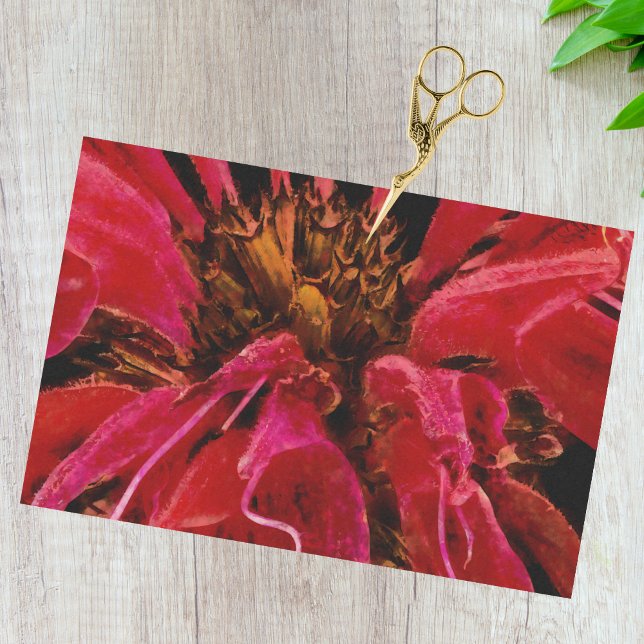Painterly Vivid Red Bee Belm Flower Closeup Tissue Paper (Creator Uploaded)
