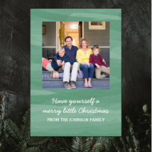 Painterly Watercolor Holiday Photo Card Green