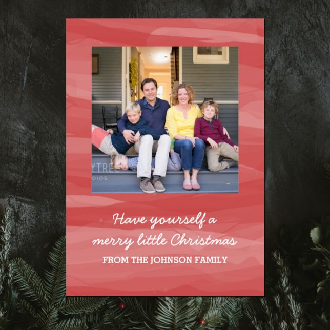 Painterly Watercolor Holiday Photo Card | Red (Red Painterly Watercolor Holiday Photo Card)