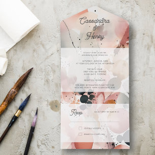 Painterly Watercolor Modern Pastel Spring Wedding All In One Invitation