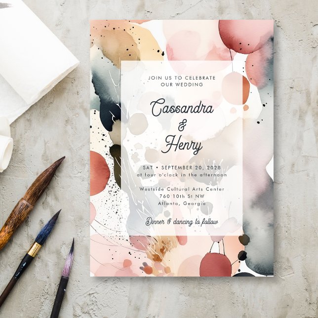 Painterly Watercolor Modern Pastel Spring Wedding  Invitation (Creator Uploaded)