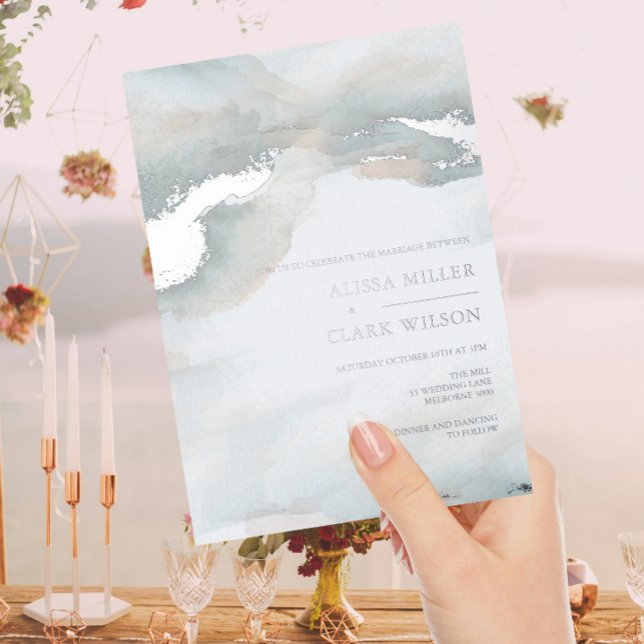 Painterly Watercolor Moody Wedding  Foil Invitatio (Creator Uploaded)
