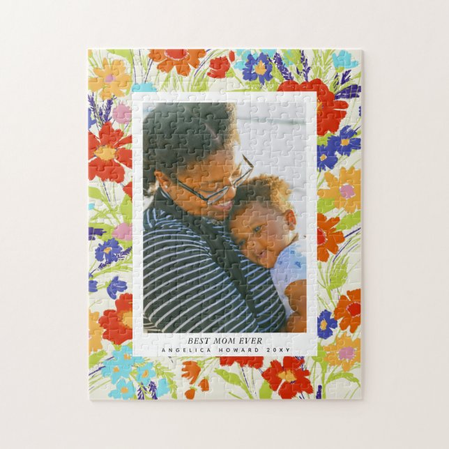 Painterly Wildflower Frame Mother's Day Gift  Jigsaw Puzzle (Vertical)