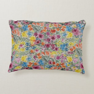 Painterly Wildflower Garden Cottage Accent Pillow
