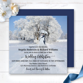 Painterly Winter Wonderland Wedding Invitation
