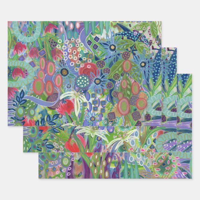 Painterly Wrapping Paper Flat Sheet Set of 3  (Set)