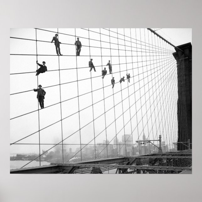 Painters, Brooklyn Bridge, New York City, Vintage Poster (Front)