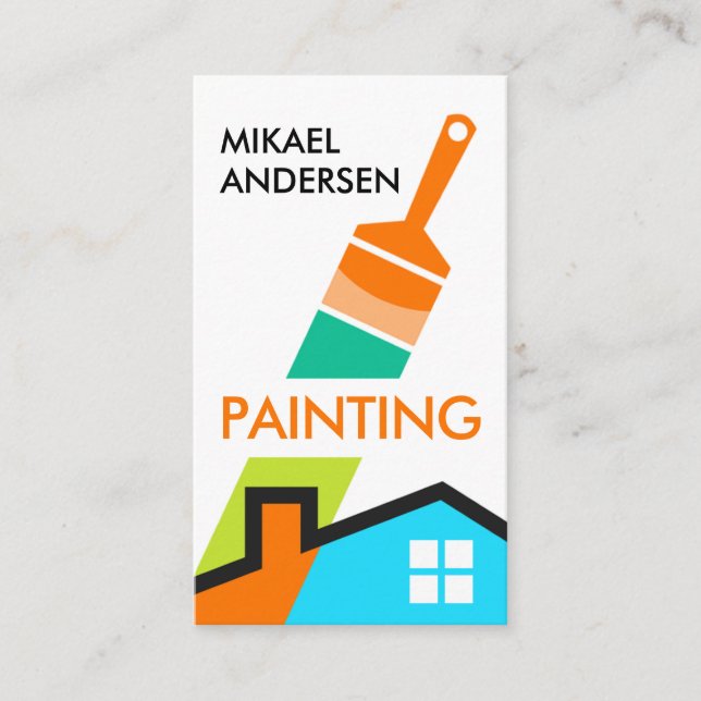 Painter's Brush Painting Home Business Card (Front)