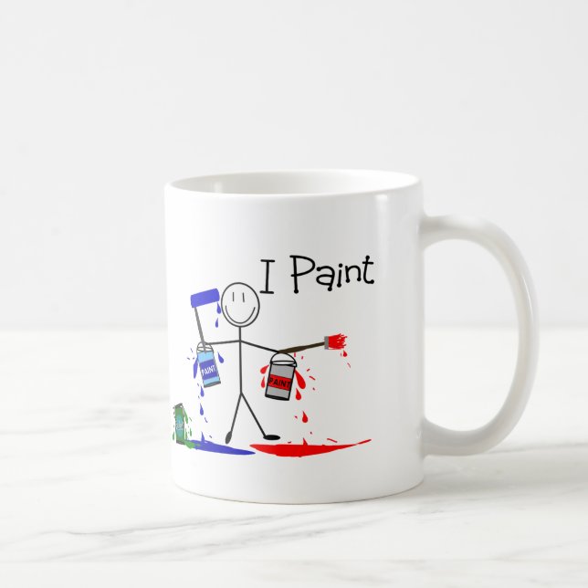 Painters Gifts  "I Paint" Stick People Design Coffee Mug (Right)