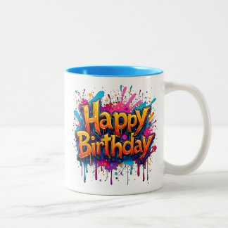 Painter's Happy Birthday Two-Tone Coffee Mug