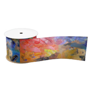 Painter's Palette Colourful Paint  Satin Ribbon