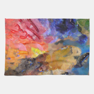 Painter's Palette Colourful Paint Tea Towel
