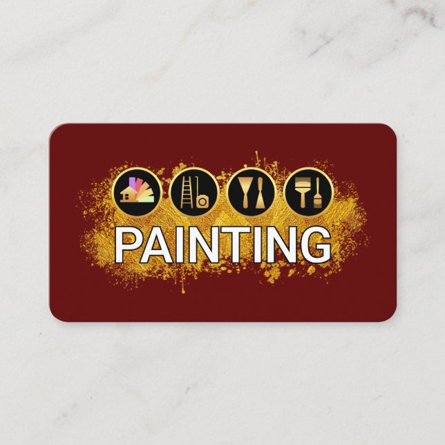 Painter's Tool Gold Paint Splatter Business Card (Front)