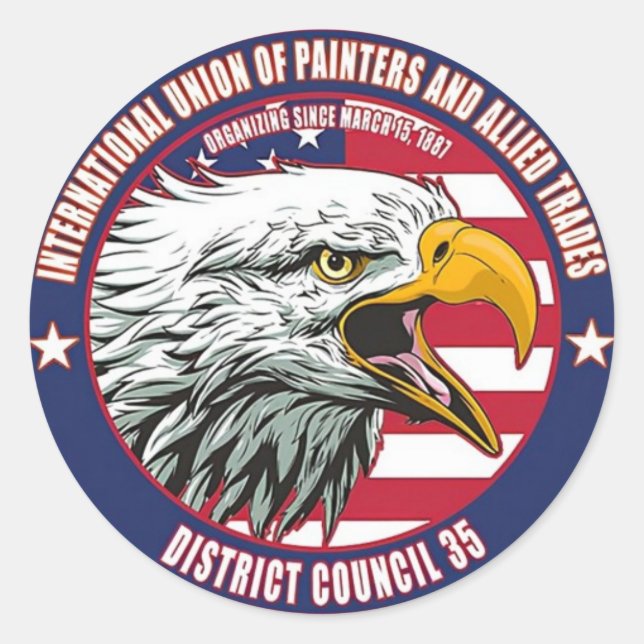 Painters Union District 35 Eagle Logo Classic Round Sticker (Front)