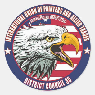 Painters Union District 35 Eagle Logo Classic Round Sticker