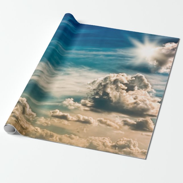 Paintery sky. Beautiful dramatic sky with clouds a Wrapping Paper (Unrolled)