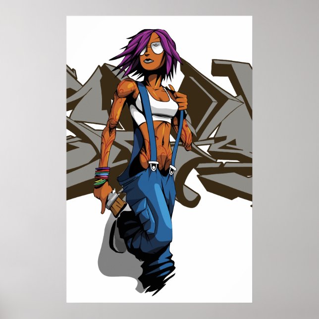 Paintgurl grey graf poster (Front)