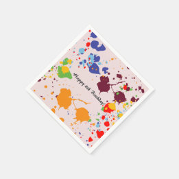 Painting 8th Birthday Party Colourful Splashes Napkin
