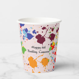 Painting 8th Birthday Party Colourful Splashes Paper Cups