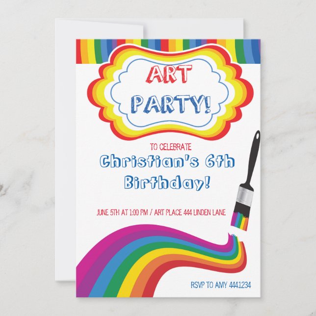 Painting Art Birthday Party Invitation (Front)