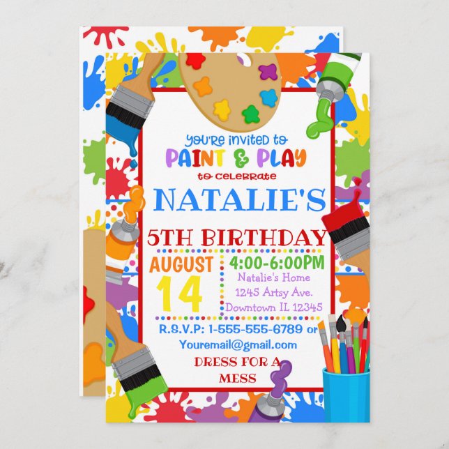 Painting art Birthday Party Invitation (Front/Back)