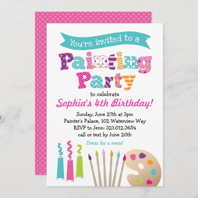 Painting Art Party Invitation (Front/Back)